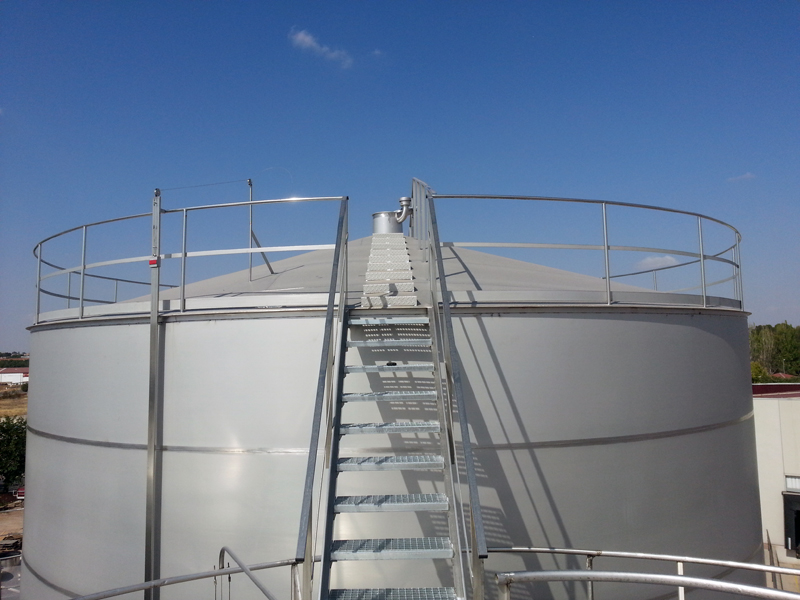 Access stairway to the top of the tank